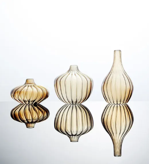 Ribbed Glass Flower Bud Vases